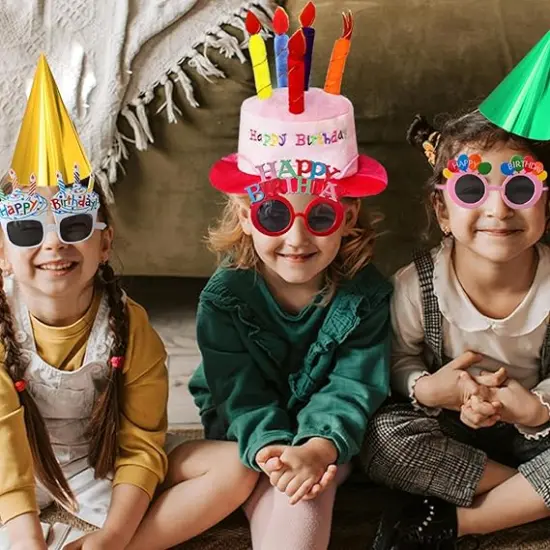 2pcs Plush Happy Birthday Hats, 10pcs Funny Birthday Glasses, 24pcs Party Cone Hats for Adults Teens, BDParty Costume Accessories {3}