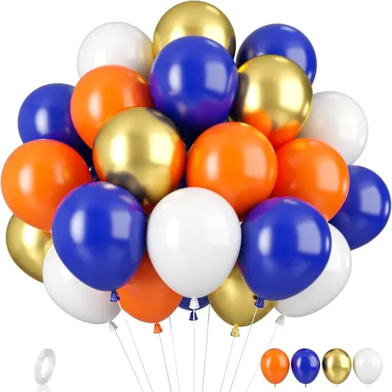 Blue and Orange Balloons, 35pcs Blue White Orange Balloons, Blue and Orange Confetti Balloons Orange and Blue Latex Balloons for Birthday Baby Shower Wedding Anniversary Graduation Party Decorations {1}