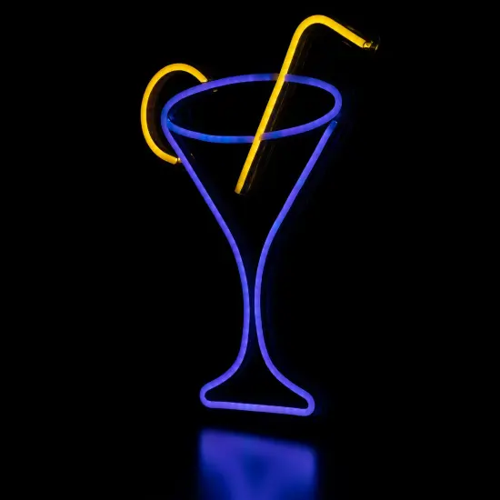 Northlight LED Martini Cocktail Neon Lighted Wall Art - 17" - Blue and Yellow {6}