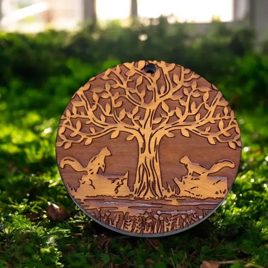 Two Squirrels and Tree of Life - Cedar Ornament {3}