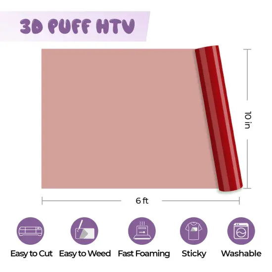 Puff Heat Transfer Vinyl Red {1}
