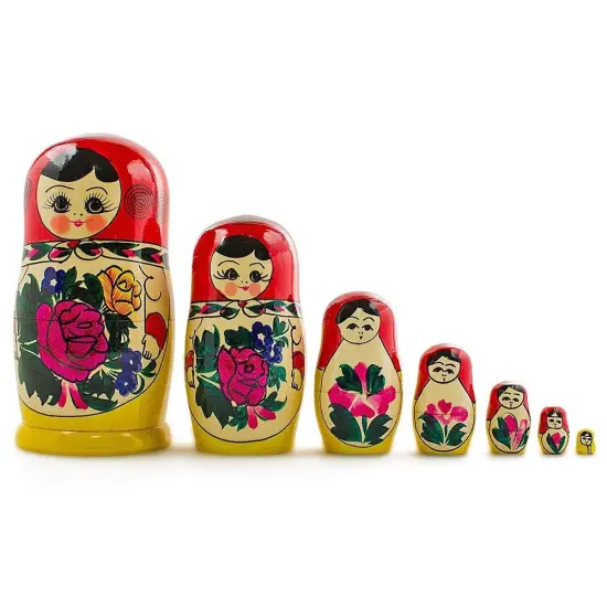 Set of 7 Wooden Dolls Nesting Dolls 7 Inches {1}