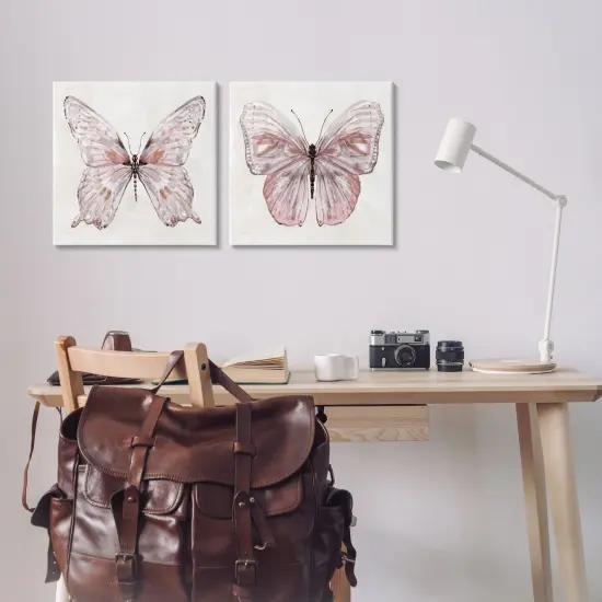 Stupell Industries Unique Butterflies in Muted Pinks 2pc Canvas Set By Carol Robinson {2}