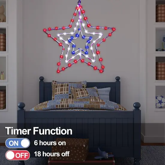14.2In 4th of July Patriotic Star Lights Decorations, Red White and Blue {3}