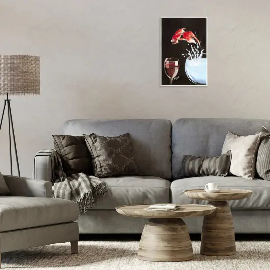 Stupell Industries Fish Diving Into Wine Glass Wall Plaque By Jean-Pierre Got {2}