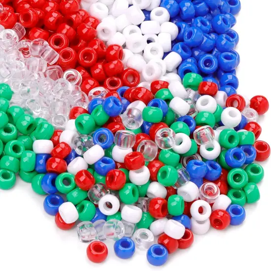 1000 Pcs Red White Blue Green Pony Beads for Jewelry Making Supplies {1}
