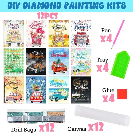 12 Sets 4th of July Seasonal Diamond Painting Kits {2}