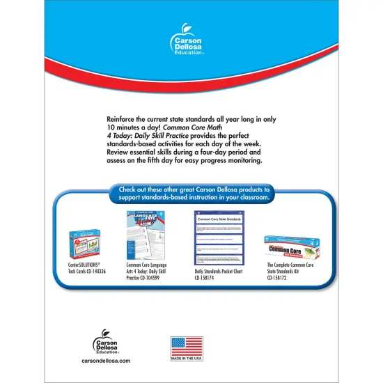 Carson Dellosa Common Core Math 4 Today 4th Grade Workbook, Multiplication, Division, Word Problems, Number Patterns, Counting Money, and More Mathematics Classroom or Homeschool Curriculum {2}