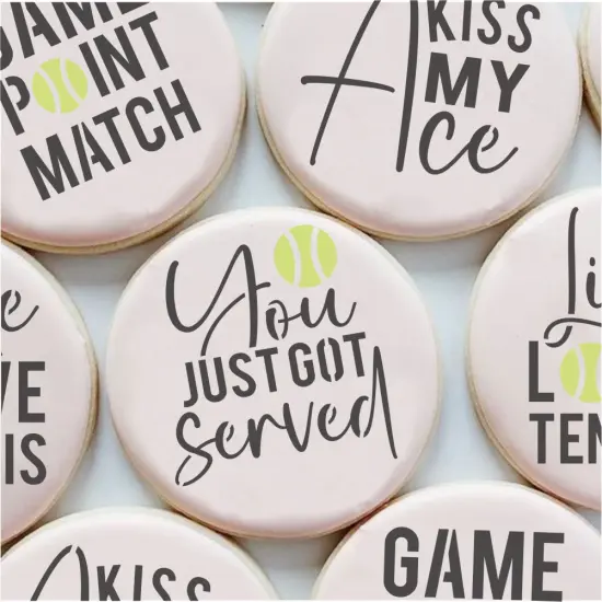 Tennis Messages Cookie Stencil Set | Sports Cookie Stencil | DIY Stencil | Craft Stencil | Confection Couture | {4}