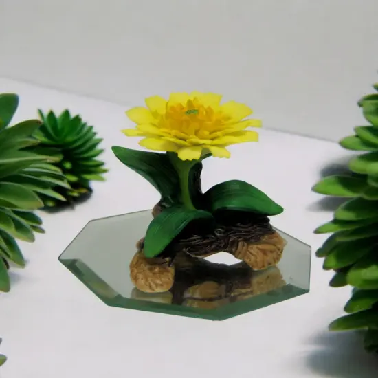 Ceramic Calendula Flower on Glass Base Figurine, Gift for Her, Gift for Mom, Home Decor {2}