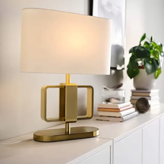 Soft Light And Creates a Warm Table Lamp 19" Nickel plated/white {5}