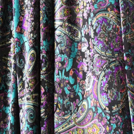 1 Yard Teal and Purple Paisley Fabric Multipurpose {4}