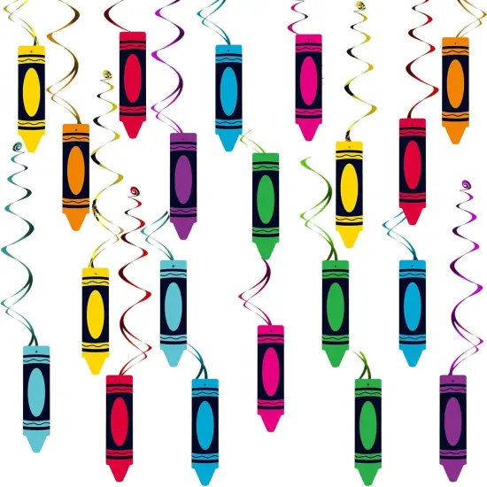 52 Pcs Back to School Crayon Hanging Swirls Decorations {1}