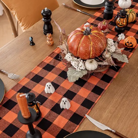 Fall Checkered Table Runner - Orange Buffalo {3}