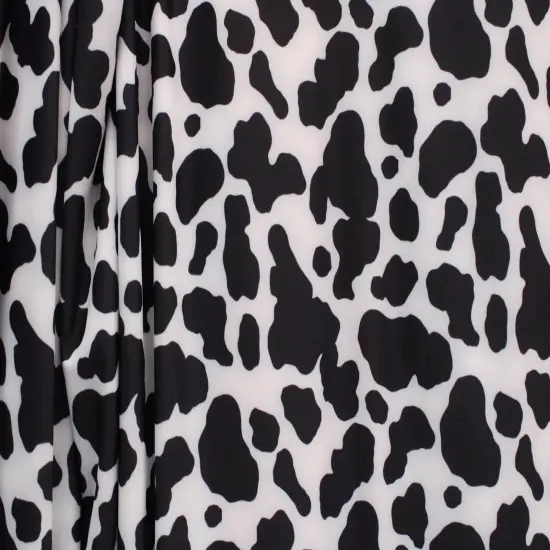1 Yard Black and White Cow Print Stretch Fabric for Costume Swimwear Dancewear and Activewear 58/60" Width {3}