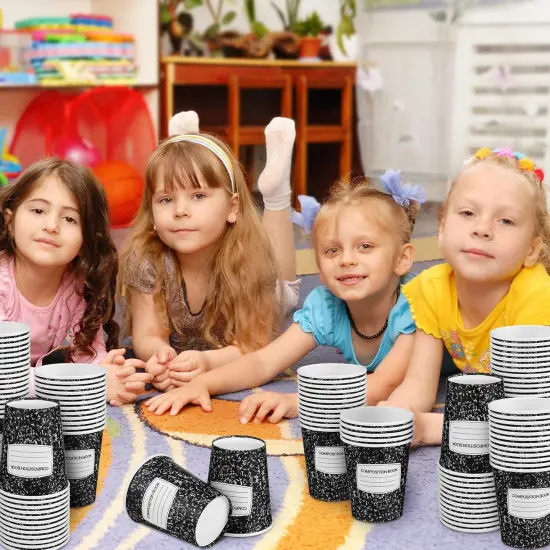 50 Pack Back to School Cups 9 oz Composition Book {3}