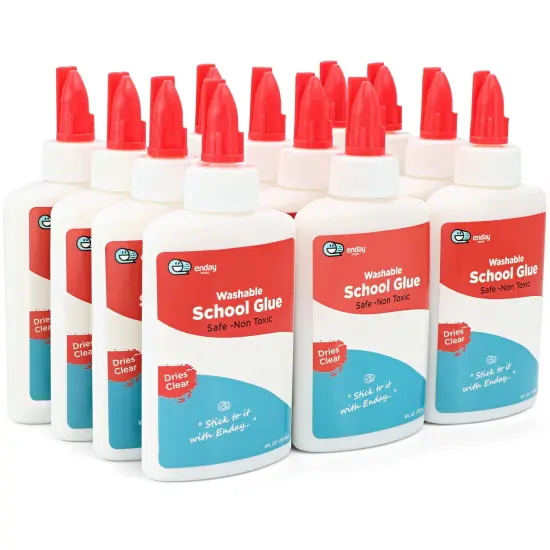 Liquid Glue - 4 oz Washable School Glue, White Glue Bottles, Glue Bulk, Non-Toxic Liquid Glue for Kids - Glue for Slime, Arts & Craft Glue - by Enday {2}