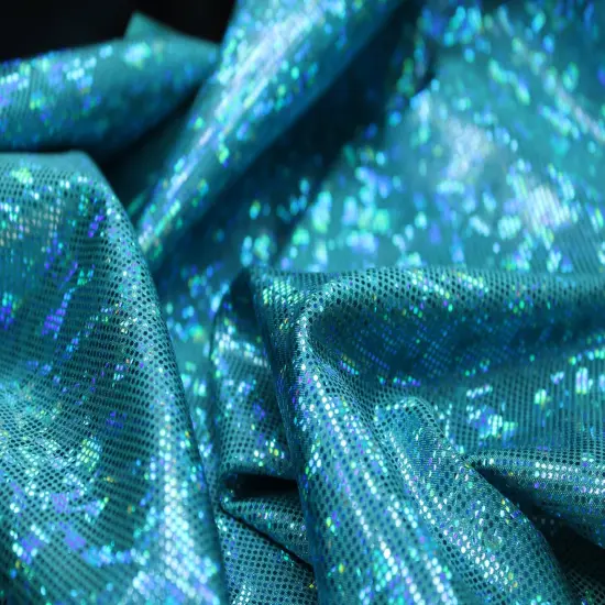 1 Yard Shattered Glass Spandex Fabric for Costumes Dancewear Leggings Activewear Projects (58"/60" )Inches Wide Turquoise {4}