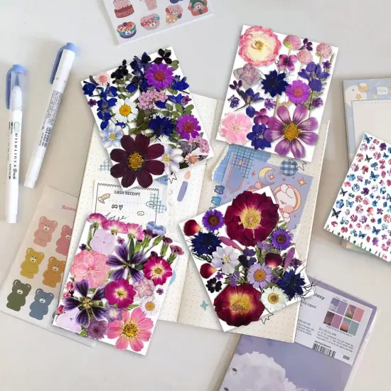 150PCS Purple Dried Flowers with Butterfly Stickers {2}