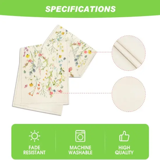 Wildflowers Bloom Flowers Spring Table Runner, Seasonal Summer Floral Kitchen Dining Table Decoration for Home Party Decor 13x72 Inch {5}