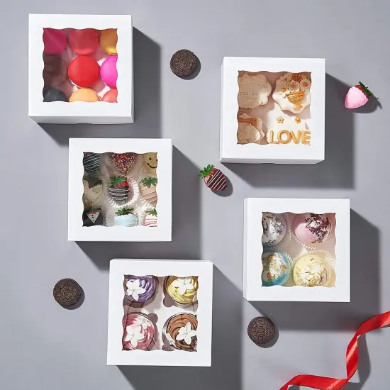 50 Pack White 4 Cupcake boxes with Window Chocolate Bomb Boxes Bakery Box Cookies Boxes Strawberry Boxes {3}