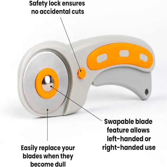 Rotary Cutter Set & Sewing Cutting Mat - 45mm Rotary Cutter for Fabric & 5 Blades - 9x12 Inch Fabric Cutting Mat - 6x12 Inch Quilting Ruler {3}