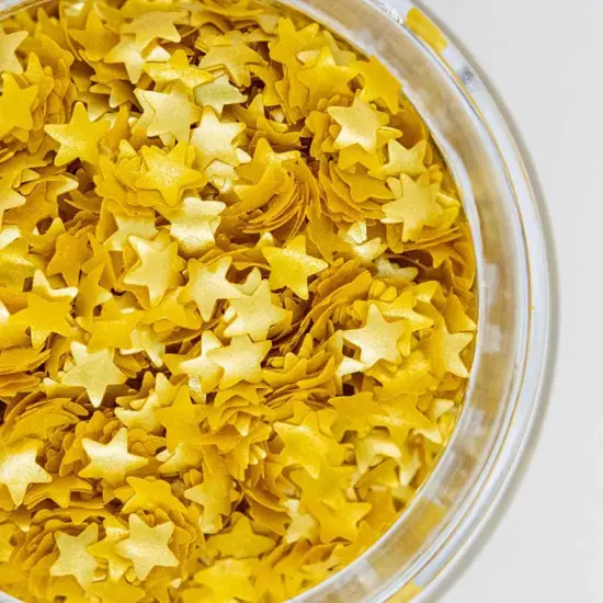 Gold Edible Star Shaped Glitter for Cakes - Fancy Edible Stars Cake Decorations in Metallic Gold for Cake Decorating, Toppings, Baking - Vegan Shimmer Stars Dessert Glitters for Cupcakes {1}