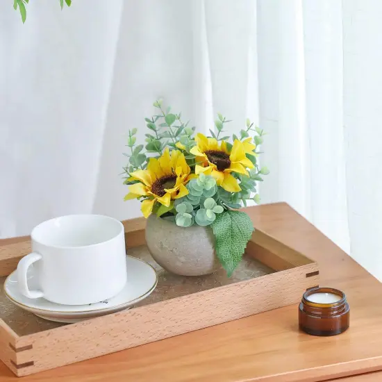 Artificial Flowers Kit with Pot, Combination of Fake Silk Sunflowers and Greenery,Small Plant Potted Decor for Offices,Bookshelf,Bedroom, Living Room,Party,Wedding Decorations&hellip; {5}