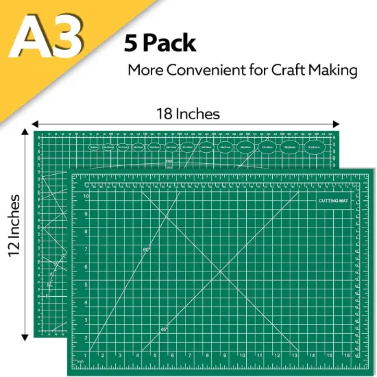 5 Packs Self Healing Cutting Mat 12" x 18" Rotary Cutting Sewing Mat A3, 5-Ply Cutting Board for Crafting, Sewing, Scrapbooking, Quilting and Precision Cutting {3}