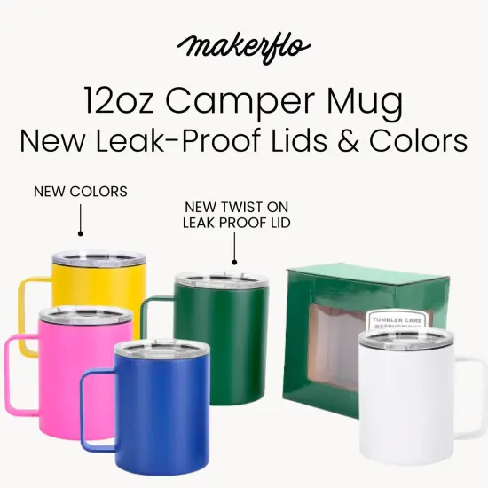 Makerflo 12 oz Powder Coated Camper Mug with Leak-Proof Clear Lid, Ideal for Craft and Personalization (Laser Engraving, UV DTF, Epoxy, and Vinyl) Orange {7}