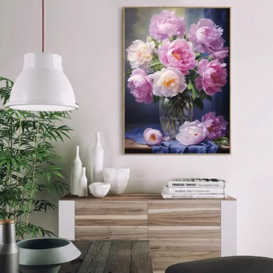 Paint by Numbers Kit for Adults Framed,Flowers Paint by Number for Adults,Adults' Paint-by-Number Kits on Canvas with Wooden Easel for Home Wall Decor 12X16 Inch {4}