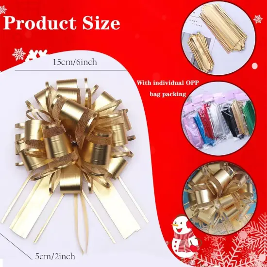 6 Pcs 6inch Pull Bow Christmas Gift Wrapping Pull Bow for Gifts Wrapping Party Birthday Holiday Gift Boxes Bow Basket Packaging Bows for Valentine's Day Presents Flower Decorations {4}