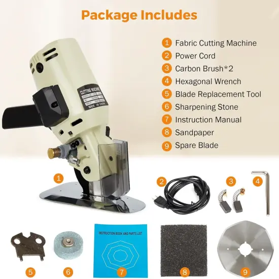 Fabric Cutter Electric Cloth Cutting Machine Roller with Extra 4 Inch Rotary Blade Hand Held Fabric Slitting Machine For Multi-Layer Clothing, Textiles, Paper, Blanket, Hat, etc {3}