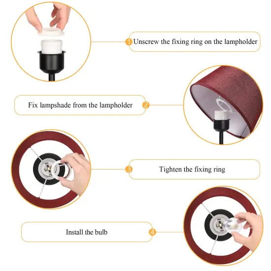 2pcs Vintage Brushed Red Modern Bedside Table Lamp {3}