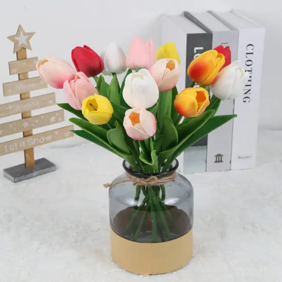 24PCS Real Touch Tulips Artificial Flowers for Decoration Fake Tulips Fake Flowers Floral Arrangements {4}