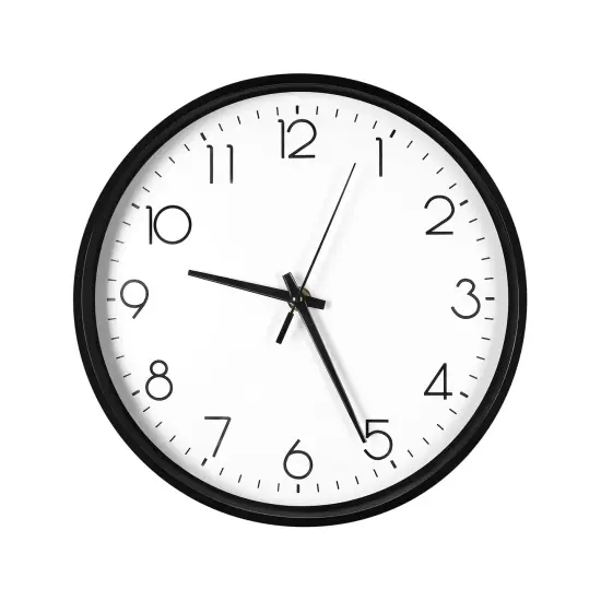 Modern 9.8-Inch Silent Wall Clock &ndash; Minimalist Design, Battery Operated Black {2}