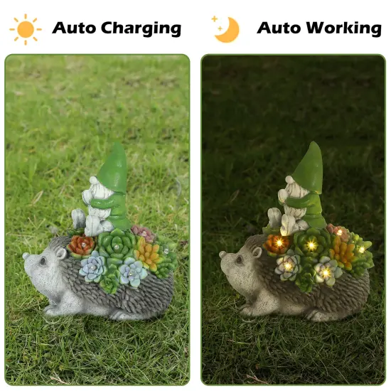 Solar Statue Lamp, Hedgehog ELF Resin Ornament Lamp, Garden, Lawn, Patio, Balcony, Yard Decorations {3}