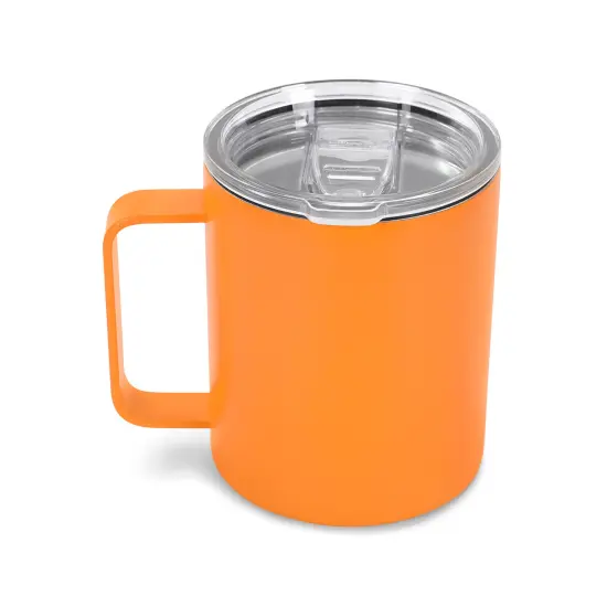 Makerflo 12 oz Powder Coated Camper Mug with Leak-Proof Clear Lid, Ideal for Craft and Personalization (Laser Engraving, UV DTF, Epoxy, and Vinyl) Orange {4}