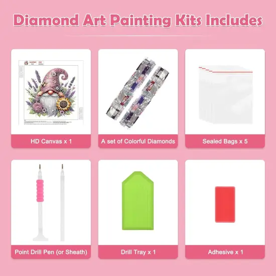 5D Special Shape Diamond Art Kits for Beginners, Gnomes Diamond Painting Kits for Adults {4}