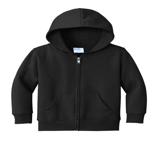 Port & Company&reg; Toddler Core Fleece Full Zip Hooded Sweatshirt Jet Black {2}