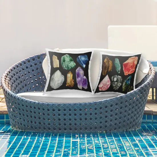Stupell Industries Various Gemstones on Black 2pc Outdoor Printed Throw Pillow Set Design by Grace Popp, 18 x 7 x 18 {2}