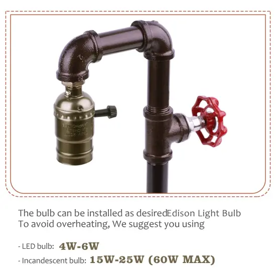 Industrial Water Pipe Table Lamp, Vintage Steampunk Night Light, Rustic Metal Water Pipe Desk Lamp for Bedroom, Living Room, Bar, and Office {3}