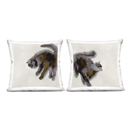 Stupell Industries Fuzzy Black Cats on Beige 2pc Decorative Printed Throw Pillow Set Design by Melissa Wang, 18 x 7 x 18 {1}