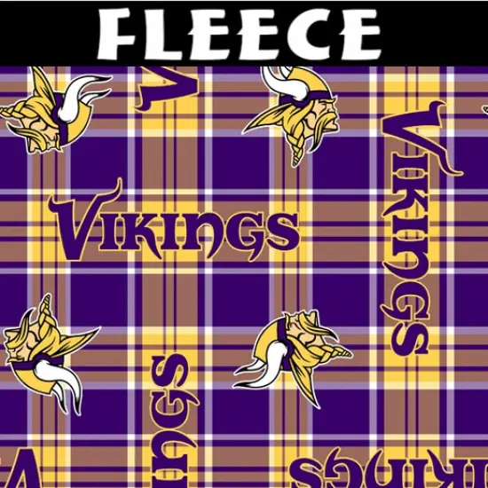 Licensed NFL Minnesota Vikings Plaid Fleece 6437-D Fabric by the Yard {1}