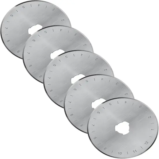 45mm Rotary Cutter Blades, Replacement Blades, Fits Fiskars,OLFA,Martelli,Dremel,Truecut,DAFA, SKS-7,Fabric Cutting Blades Refill for Quilting Scrapbooking Sewing Arts &Crafts, 45mm, 5 Pack(Silver) {1}