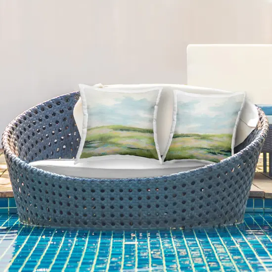 Stupell Industries Pastel Meadow under Blue Sky 2pc Outdoor Printed Throw Pillow Set Design by June Erica Vess, 18 x 7 x 18 {2}