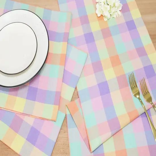 Table Runner 14 x 72 inch Classic Farmhouse 100% Cotton Checkered Table Runner Spring Summer Easter - Multicolor {4}