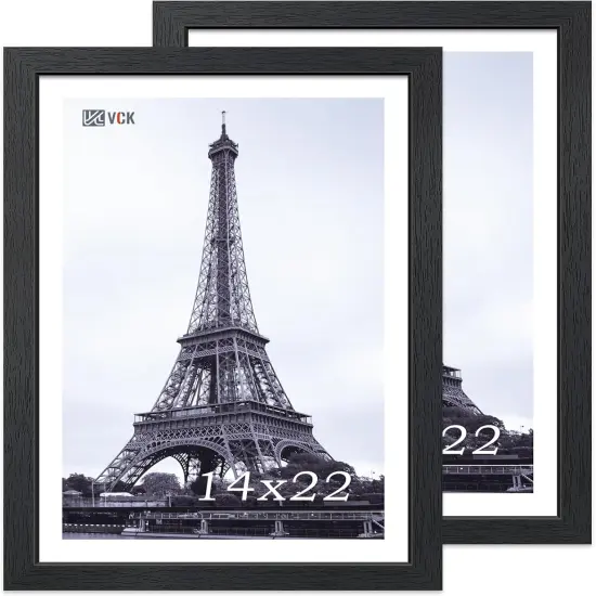 14x22 Picture Frame Set of 2, Exclusive Black Woodgrain, Solid Wood Poster Frames - Wall Hanging {1}