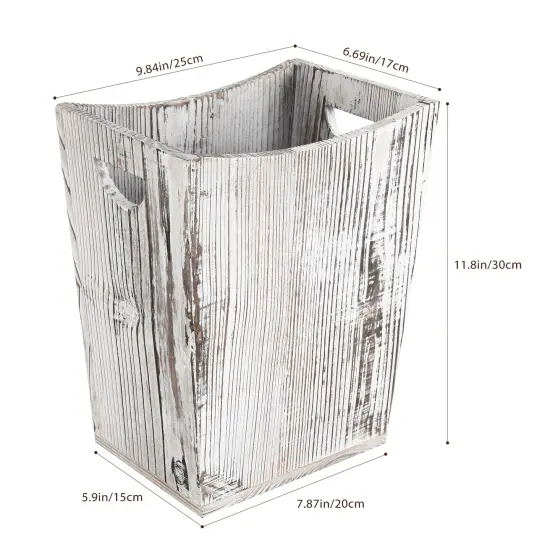 Rustic Farmhouse Wooden Trash Can Decorative Wood Garbage Bin for Kitchen, Bathroom, Office {2}