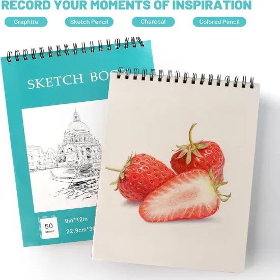 9"x12" Sketch Book for Drawing, 50 Sheets Spiral Bound Art Sketchbook, Premium Sketch Paper, Acid Free (68lb/100gsm) Art Sketchbook Artistic Drawing Painting Paper Pad Book {4}